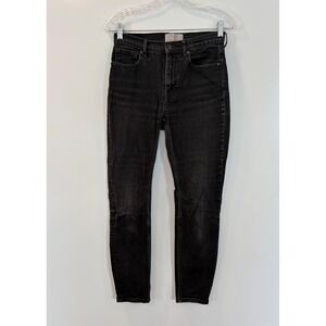 Everlane Womens High Rise Skinny Jeans Washed Black Size 27 Reg Distressed‎ Knee